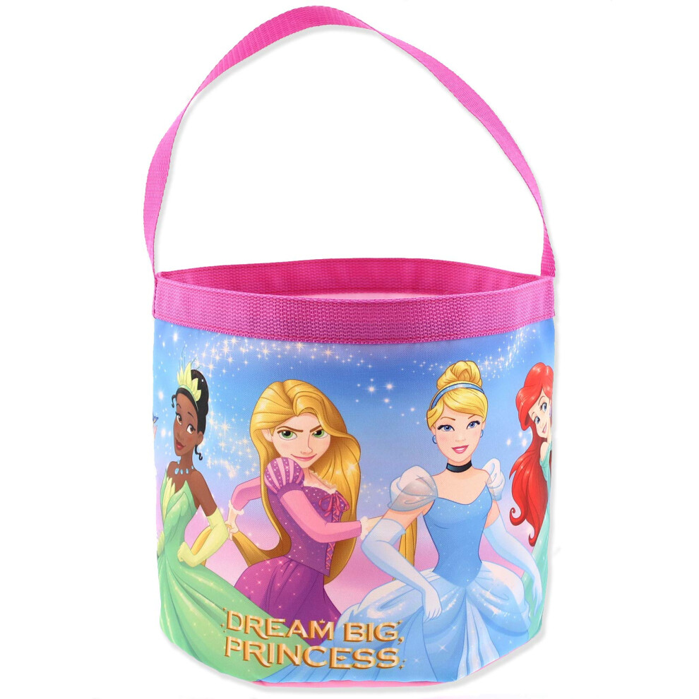 Disney Princess Girls Collapsible Nylon Gift Basket Bucket Tote Bag (One Size  Pink)