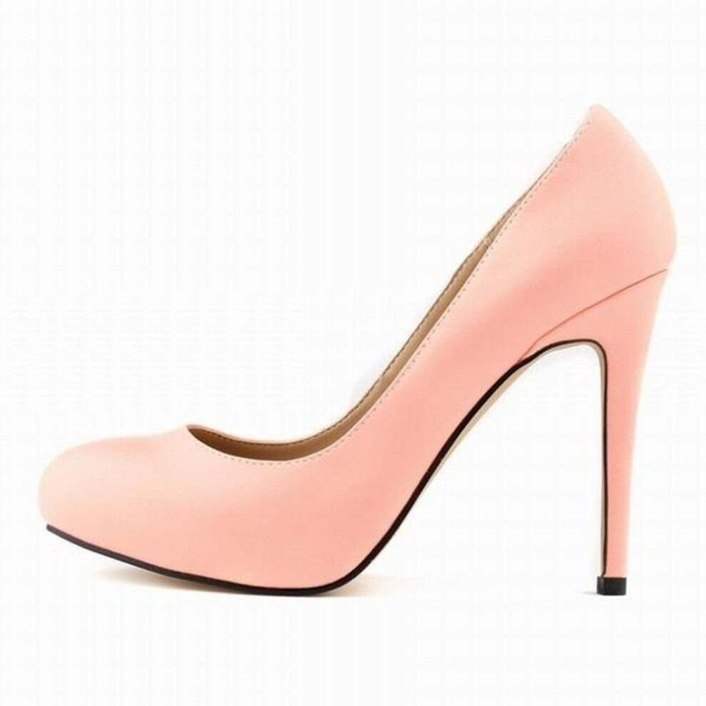 (pink, 41) Women Matte PU Leather High Heels Platform Pointed Toes Work Wedding Party Pumps Court Shoes shoe