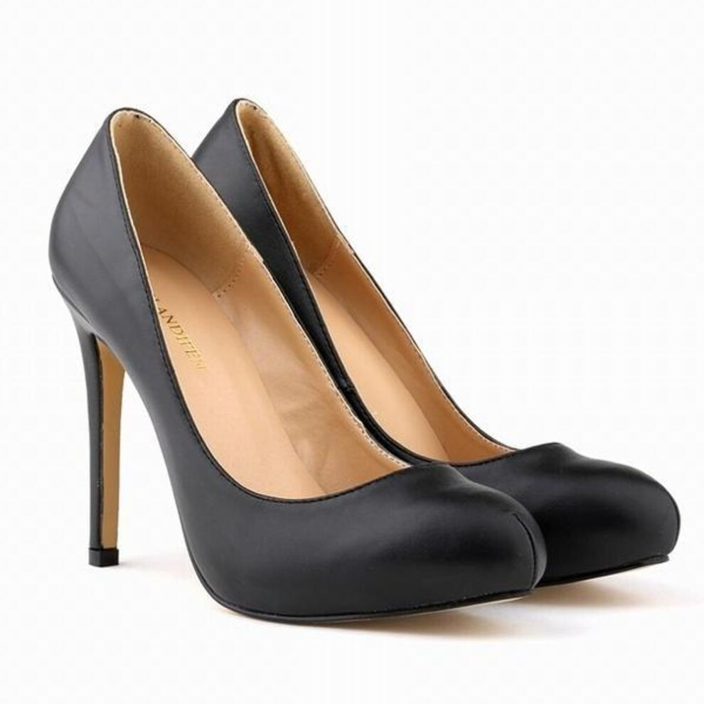 (black, 43) Women Matte PU Leather High Heels Platform Pointed Toes Work Wedding Party Pumps Court Shoes shoe