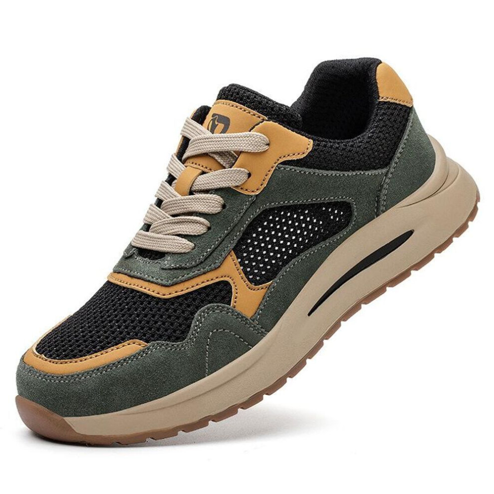 (green, 42) 2023 Casual Men&apos;s Safety Shoes Mesh Light Breathable Sneaker Puncture Proof Non Slip Work Sneakers For Men Shoe
