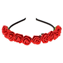 Love Sweety BOHO Corona Floreale Rosa Fascia per Capelli (Rossa)