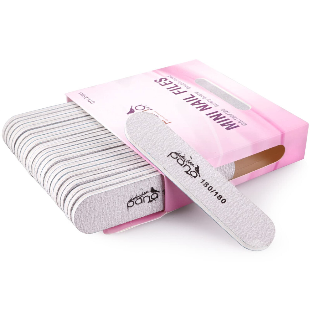 Panna 25Pcs - Pana Mini Double-Sided Emery Nail File For Manicure, Pedicure, Natural, And Acrylic Nails - Zebra (Grit 180180)