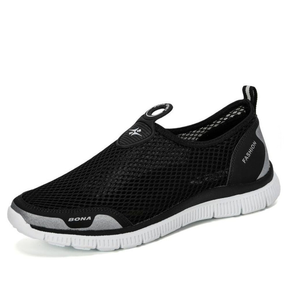 (black, 42) Bona Men Breathable Casual Shoes Krasovki Mocassin Basket Homme Comfortable Sneakers Shoes Chaussures Pour Hommes Mesh Shoe