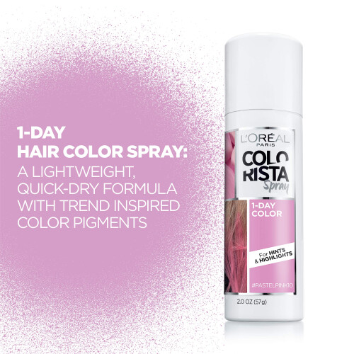 L'Oréal Paris Χρώμα Μαλλιών Colorista Spray 1 Ημέρας, Ροζ Παστέλ, 60ml 1