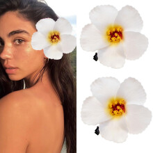 Love Sweety 2kpl Hawaiian Plumeria hiusklipsit Delicate Dew Galsang Flower Barrettes rantajuhliin (valkoinen)