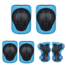 (Blue, One size) Kids Knee Pads Children Knee Pad Set Knee Pads 6 In 1 Kids Knee Pads Kit Adjustable Elbow Pads Multi-color Optional