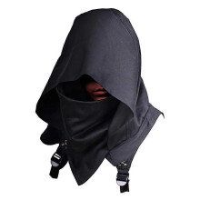 (Black, One size) Cyberpunk Rogue Cowl Hood Scarf Halloween Hat Assassin Costume Hood Winter Unisex Cloak Hat Multiple Sizes Available
