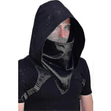 (White, One size) Cyberpunk Rogue Cowl Hood Scarf Halloween Hat Assassin Costume Hood Winter Unisex Cloak Hat Multiple Sizes Available