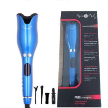 (blue, One size) Automatic Hair Curling Iron Hair Iron With Ceramic Ionic Barrel Smart Anti-stuck Auto Rotating Hair Curling Wand With Temperature Display And Timer Mu