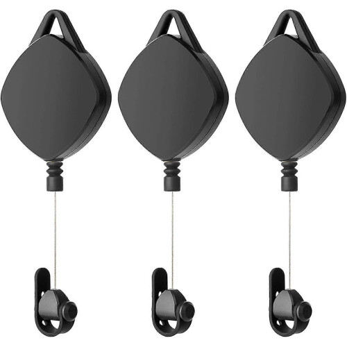 (As show, One size) Vr Helmet Cable Hook Pull Hook 3 Sets (black) Vr Cable Management,ceiling Roller System,headset Accessories Fixed Retractable Quiet