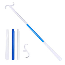 (blue white, One size) Dressing Rod Stick Dressing Aid Rod With Shoe Horn With Sock Removal Tool Extend Multi-color Optional