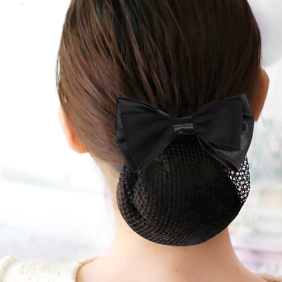 Artibetter Haarspange Haarnetz Damen Haarknoten Abdeckung Netz Snood Bowknot Dekor Haarspange 2St-image