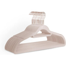 KEPLIN Velvet Hangers 20 Pack Non-Slip Clothes Hangers with Tie Bar & 360° Hook, Pink