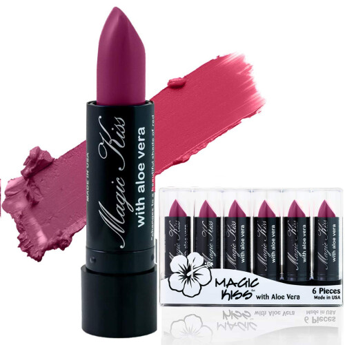Magic Kiss Lipstick Set Αλόη Βέρα Χρώμα Αλλαγής 6 Πακέτο Φτιαγμένο στις ΗΠΑ (Μωβ) 1