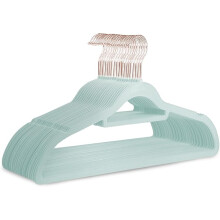 KEPLIN Velvet Hangers 20 Pack Non-Slip Clothes Hangers with Tie Bar & 360° Hook, Green