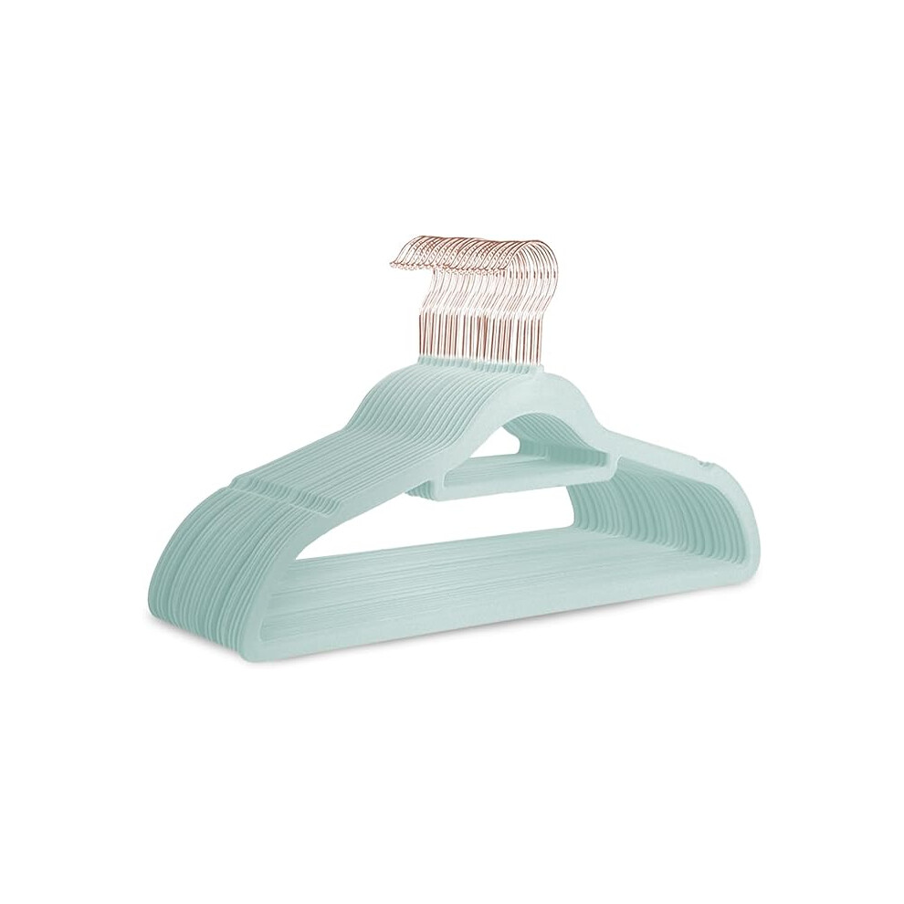 KEPLIN Adult Size Velvet Hangers, Non-Slip & Tie Bar - Mint Green, 20 Pack | 360° swivel hook, holds up to 4.5kg, space-saving, non-slip velvet, ideal for suits, jackets & coats - Image 3