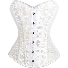(XL, White) Corset Shapewear Sexy Shapewear Back Lace-up Corset Body Shaping Printed Mesh Gauze European And American Court Corset Multiple SIzes Available