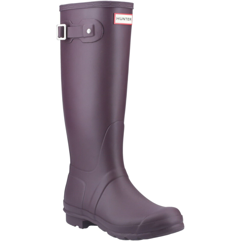 (Black, 4 (Adults')) Hunter Original Tall Rubber Women's Black/Grape Wellington Boots