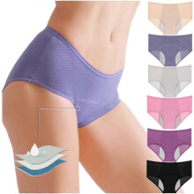 (7XL, One size) Women Underwear Underpants Period Leakproof Briefs, Breathable Menstrual Underwear Mid Waisted Cotton Knickers Panties Briefs Pack Of 6 Multiple Sizes
