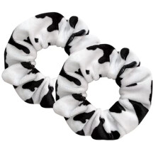 KDDOM 2 STUKS Koe Patroon Fluwelen Haar Chouchou Paardenstaart Houders Elastische Haarbanden Touw Hoofddeksels Haaraccessoires voor Meisjes en Vrouwe