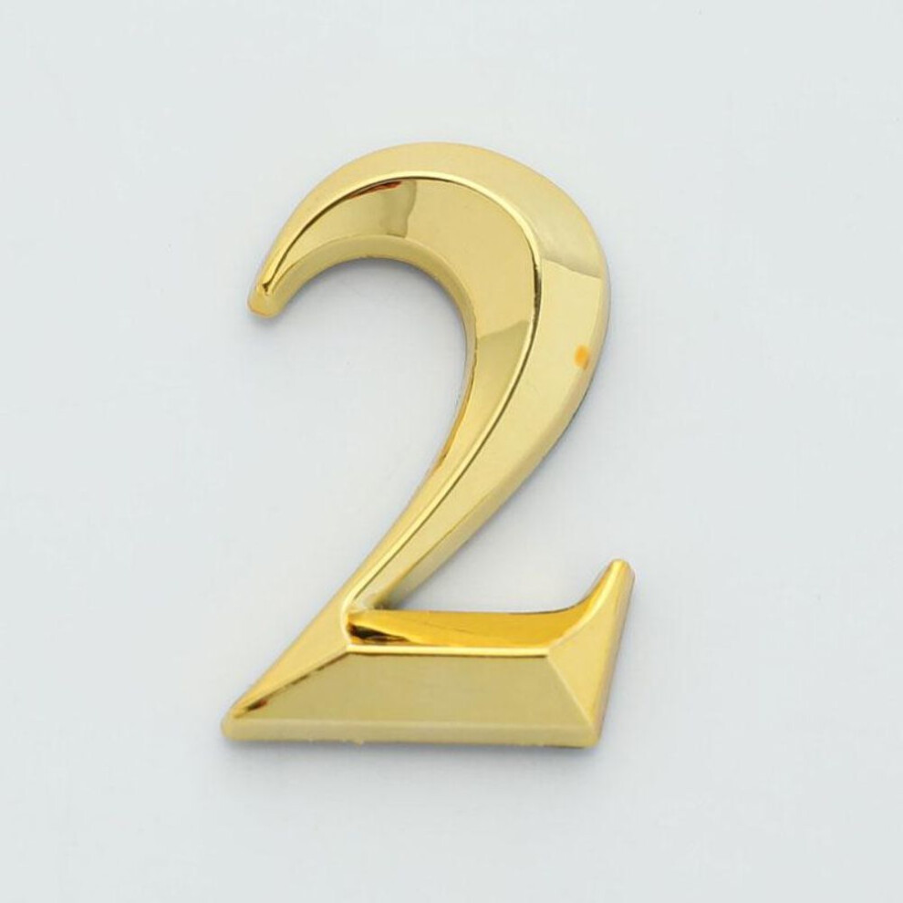 (2) 1Pc Height 5Cm Golden Home Sticker Address Door Label Gold Modern House Number