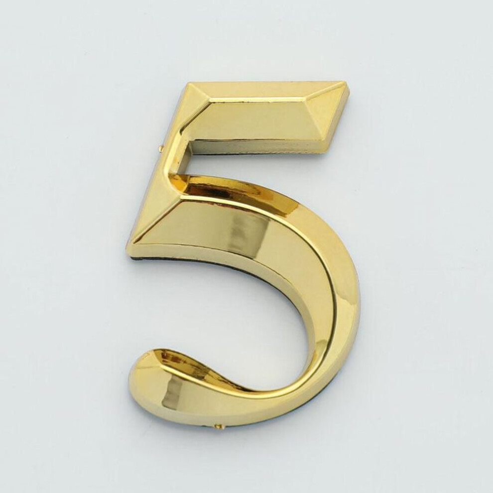 (5) 1Pc Height 5Cm Golden Home Sticker Address Door Label Gold Modern House Number
