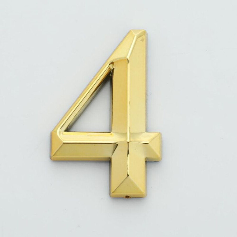 (4) 1Pc Height 5Cm Golden Home Sticker Address Door Label Gold Modern House Number