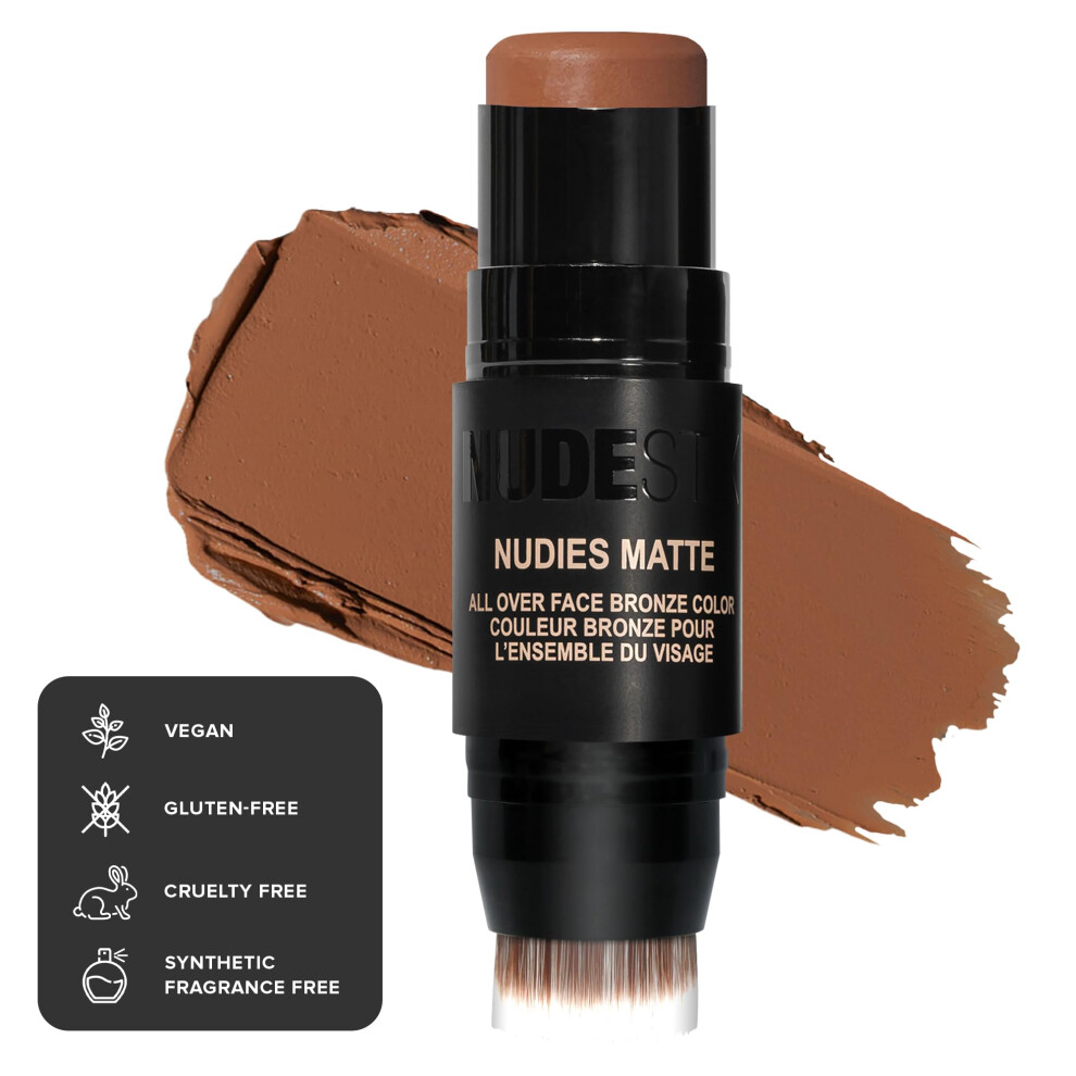 Naaktstix Cream Nudestix Nudies Matte Bronzer 3-In-1 All Over Face Colour For Face, Eyes, And Lips W/Blending Brush Manilla