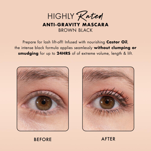 Milani Highly Rated Anti-Gravity Mascara με Καστορέλαιο και Σχήμα Βουρτσάκι Ωρολογίου - Καφέ Μαύρο 2