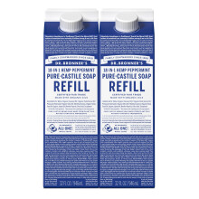 Dr. Bronner's Pure-Castile vloeibare zeep navulling pepermunt 32oz, verpakking van 2