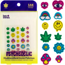 BioSwiss Pickelpflaster, psychedelisch geformtes Aknepflaster gegen Pickel und Hautunreinheiten, Hydrokolloid-Fleckenaufkleber für Gesicht und Haut,