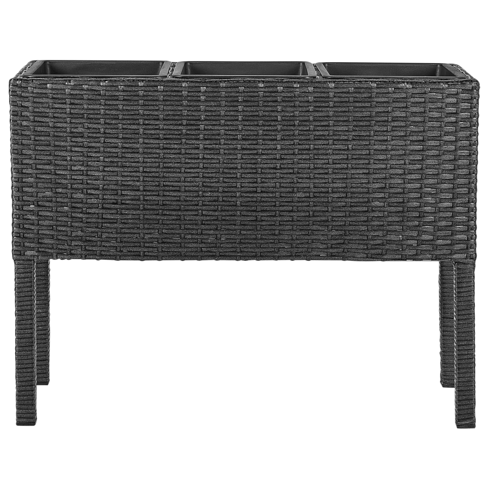 Elevated Plant Pot CARAGANA PE Rattan 77 cm Black