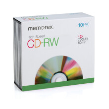 Memorex 700MB/80-Minute 12X CD-RW Media (confezione da 10 con Slim Jewel Case)