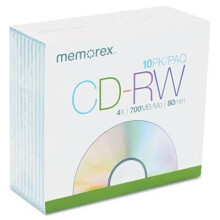 CD-RW disky 700 MB/80 min. 4x v tenk ch strieborn ch puzdr ch, 10 ks