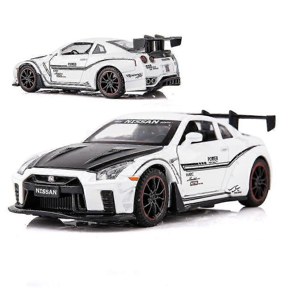 (White, One size) Nissan Gtr R35 Car Model With Light & Openable Door Musical Simulation Vehicle Multi-color Optional-image-OPC-PG5Z5KS-NEW