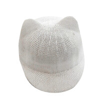 (White, One size) Straw Baby Cap For Boy Girl Solid Summer Baby Sun Hat Breathable With Ears Beach Kids Multi-color Optional