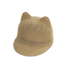 (Beige, One size) Straw Baby Cap For Boy Girl Solid Summer Baby Sun Hat Breathable With Ears Beach Kids Multi-color Optional