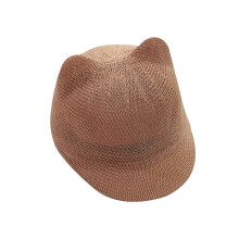 (Pink, One size) Straw Baby Cap For Boy Girl Solid Summer Baby Sun Hat Breathable With Ears Beach Kids Multi-color Optional