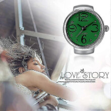 (green, One size) Men Women Finger Watch Creative Elastic Round Quartz Finger Ring Watches, For Valentine's Day Multi-color Optional