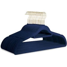 KEPLIN Velvet Hangers 30 Pack Non-Slip Clothes Hangers with Tie Bar & 360° Hook, Navy Blue