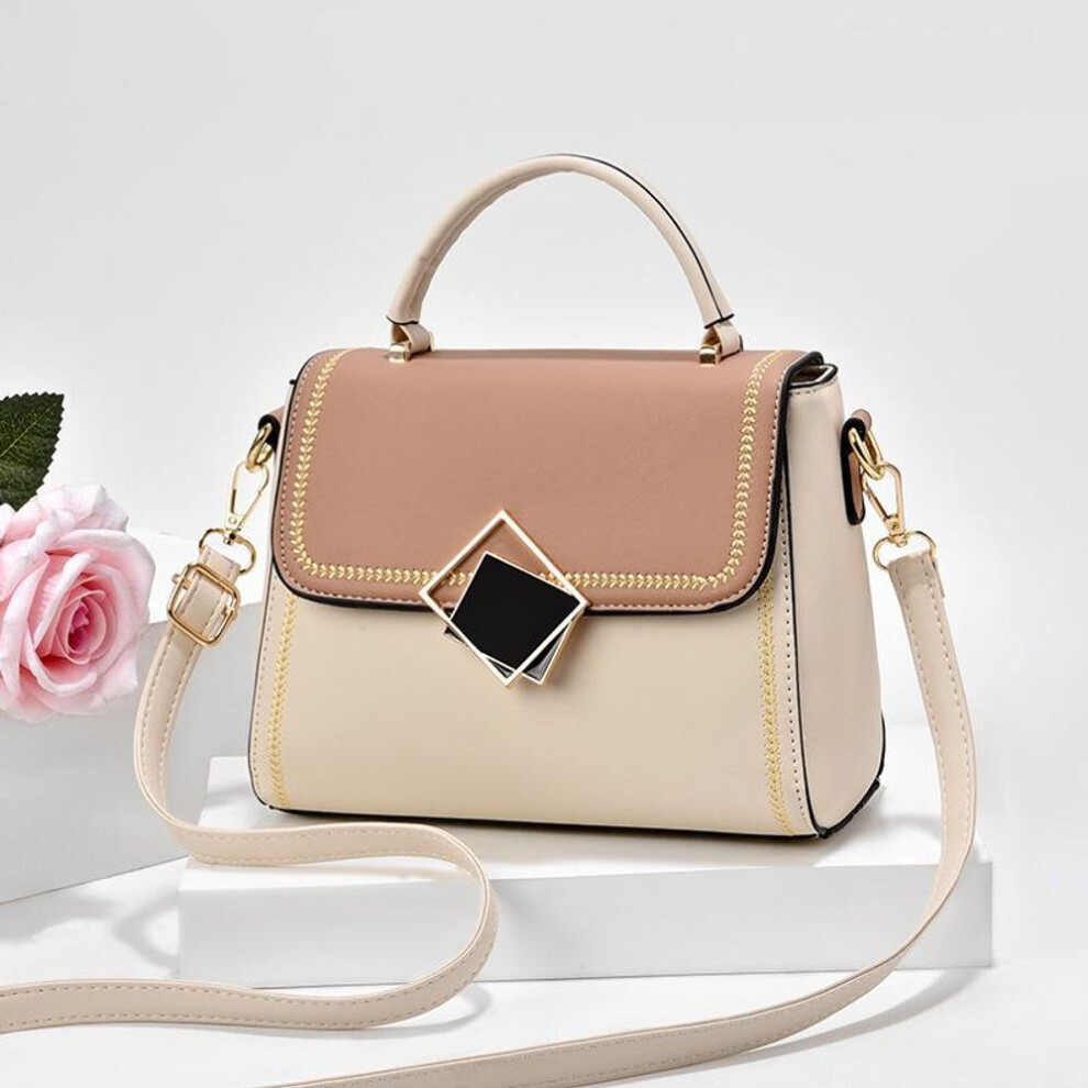 (white, 22.5x11x17cm) HandbagsWomen&apos;s Bags New Color-block Fashion Versatility Shoulder Cross-body Small Square Bag