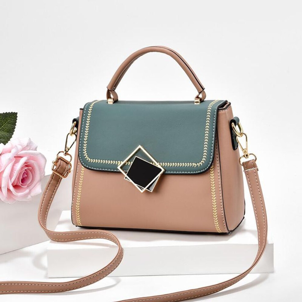 (khaki, 22.5x11x17cm) HandbagsWomen&apos;s Bags New Color-block Fashion Versatility Shoulder Cross-body Small Square Bag