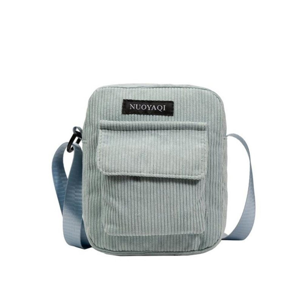 (light blue) Women Corduroy Shoulder Bags Striped Cloth Fabric Handbags Casual Zip Tote Canvas Crossbody Bag Cute Shopping Bag for Ladies