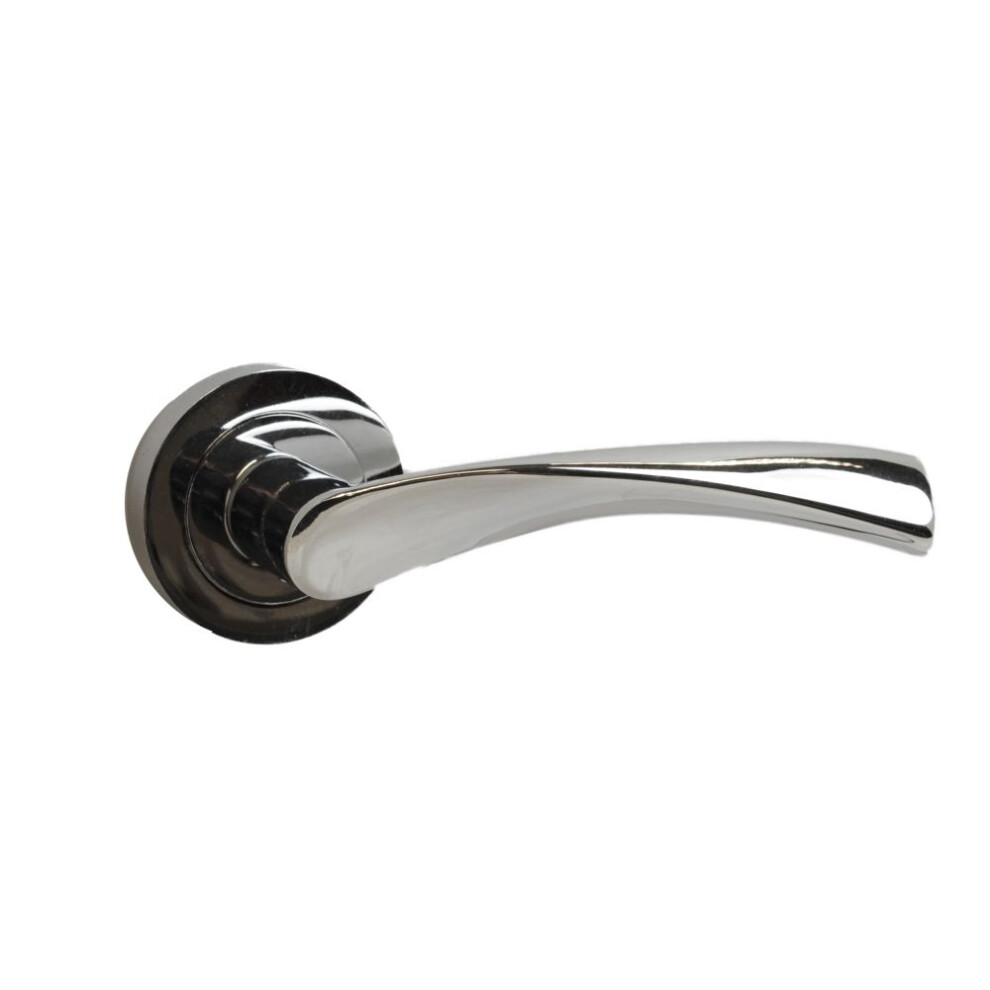 Dzina Twirl Lever On Rose Door Handle In Polished Chrome 5057670113481