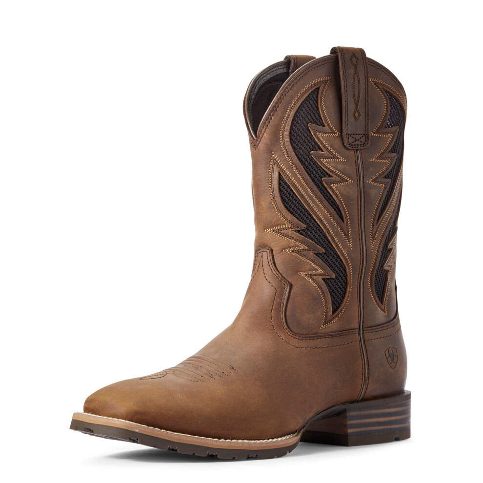 Ariat Mens Hybrid VentTEK Western Boot Distressed Tan 10