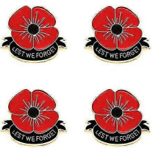 4pcs Red Poppy Flower Brooch Pin, Lest We Forget Brooch for Men Women, Memorial Gift Clothing Accessories
