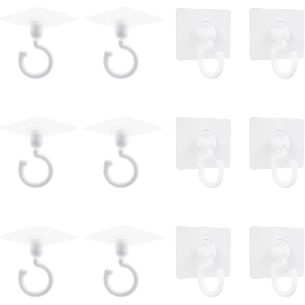 (10Pcs, White) 20Pcs Adhesive Wall Ceiling Hooks, 360 Rotating Ceiling Hanger Hooks, No-Drill No-Damage Ceiling Hanging Utility Hooks For Lanterns Dec 5014561814292