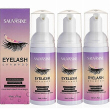 3x 50ml Eyelash Extension Cleanser Shampoo Kit Mousse Fast Makeup Glue Removal Foam Set for Women Deeply Cleaning with Brush