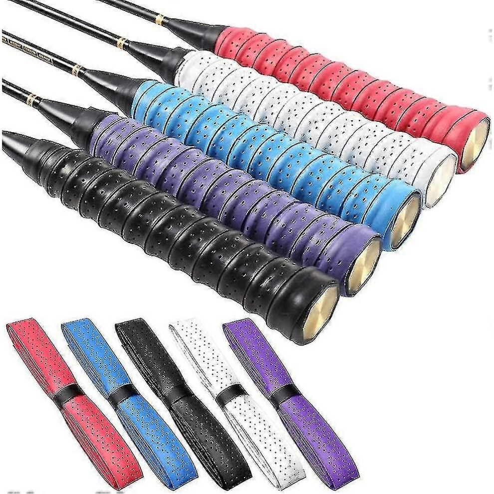 5pcs ,badminton Tennis Over Grip Tape Breathable Holes Super Absorbent Anti Slip (5 Colors)-image-OPC-PG5Z92D-NEW