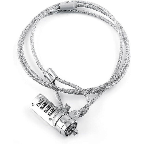 Laptop Combination Security Lock Cable, Laptop Lock Cable Chain Theft Deterrent 4 Digit Password for Notebook Pc